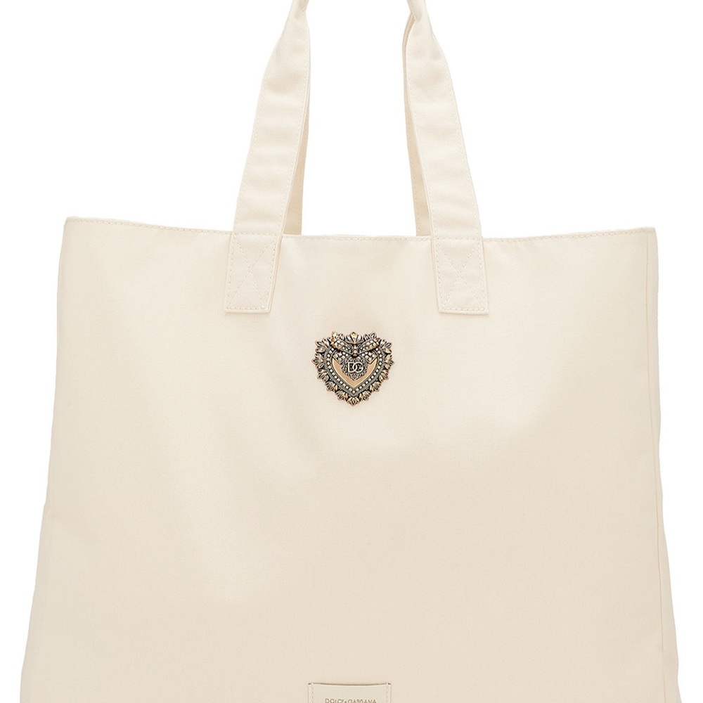 Dolce & Gabbana Cream Tote with Embellished Logo